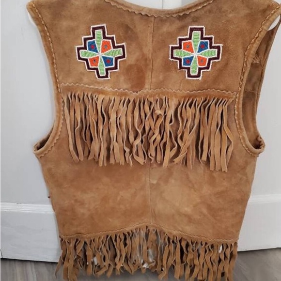 Indigenous beaded buckskin fringe vest - First Nations/ native beadwork - Picture 7 of 7